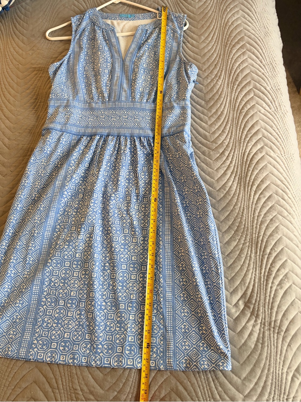 J. McLaughlin Blue Printed Sleeveless Midi Dress - Picture 10 of 11